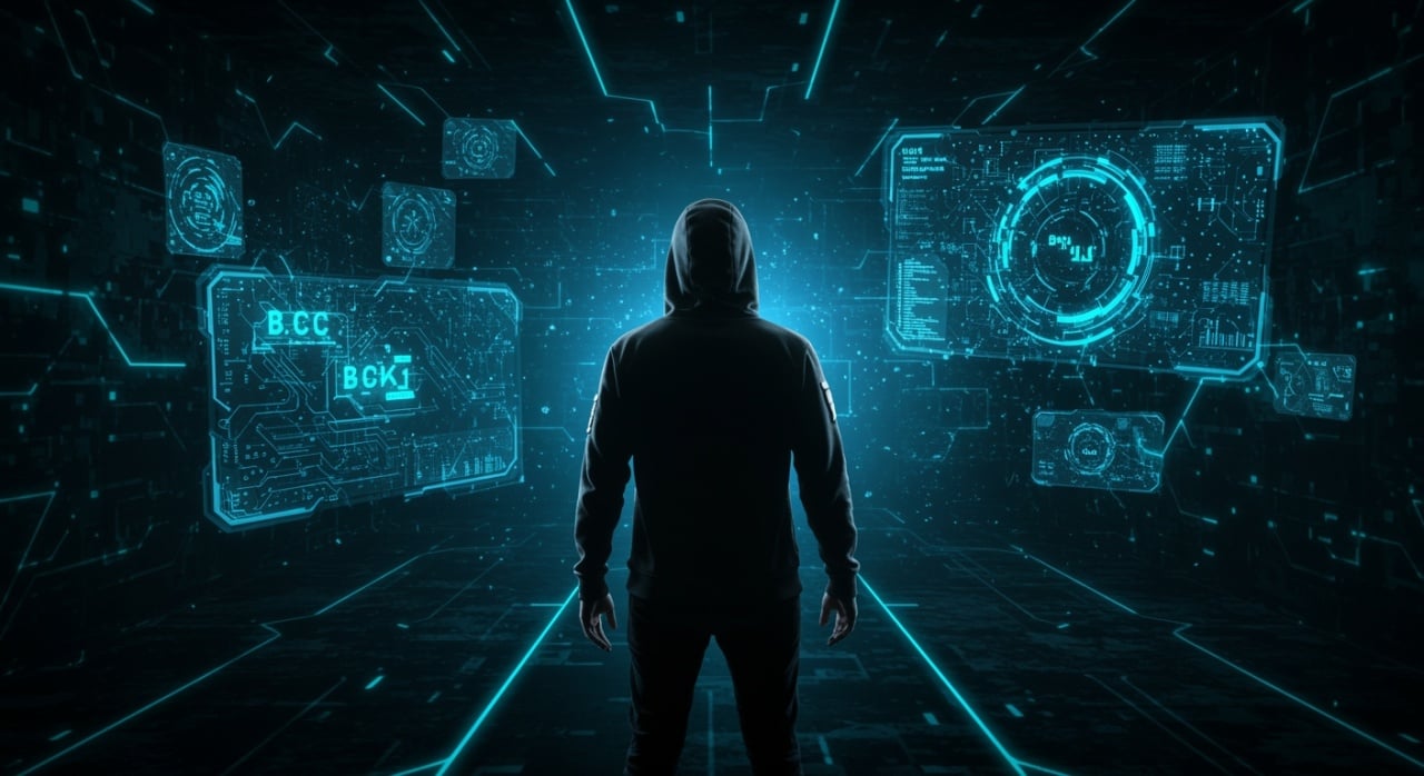 hacker em fundo digital