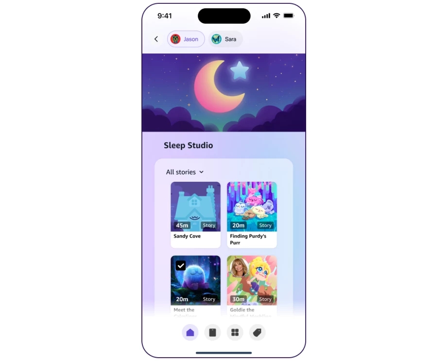 app para ajudar menores a dormir da Amazon