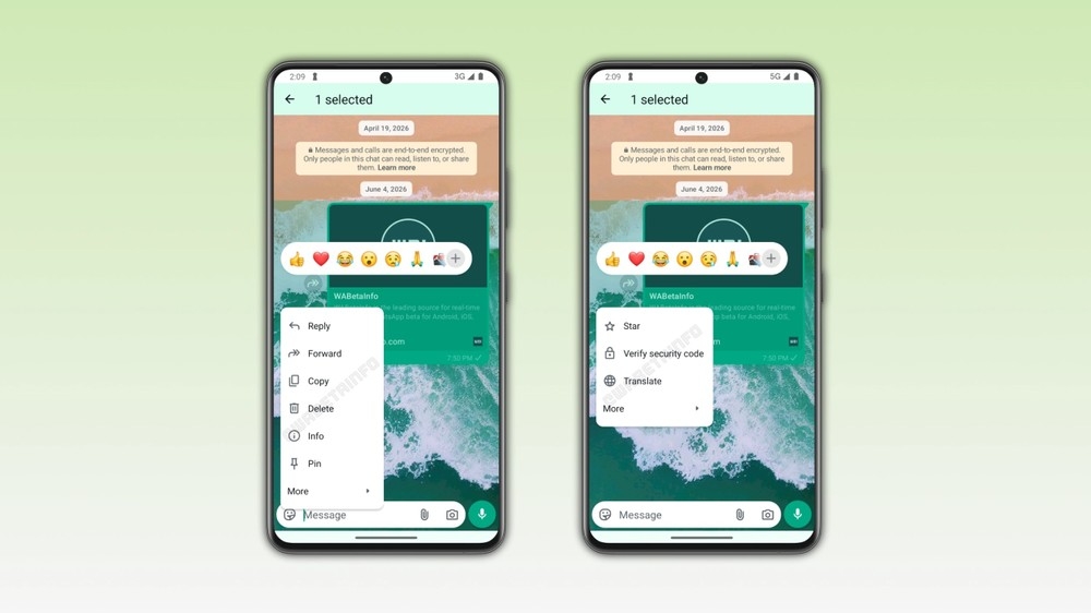 novo menu do whatsapp