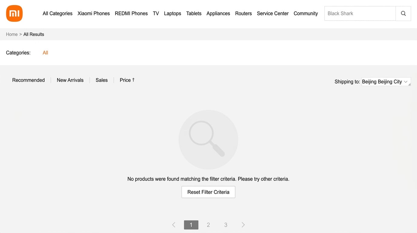Black Shark fora da loja da xiaomi