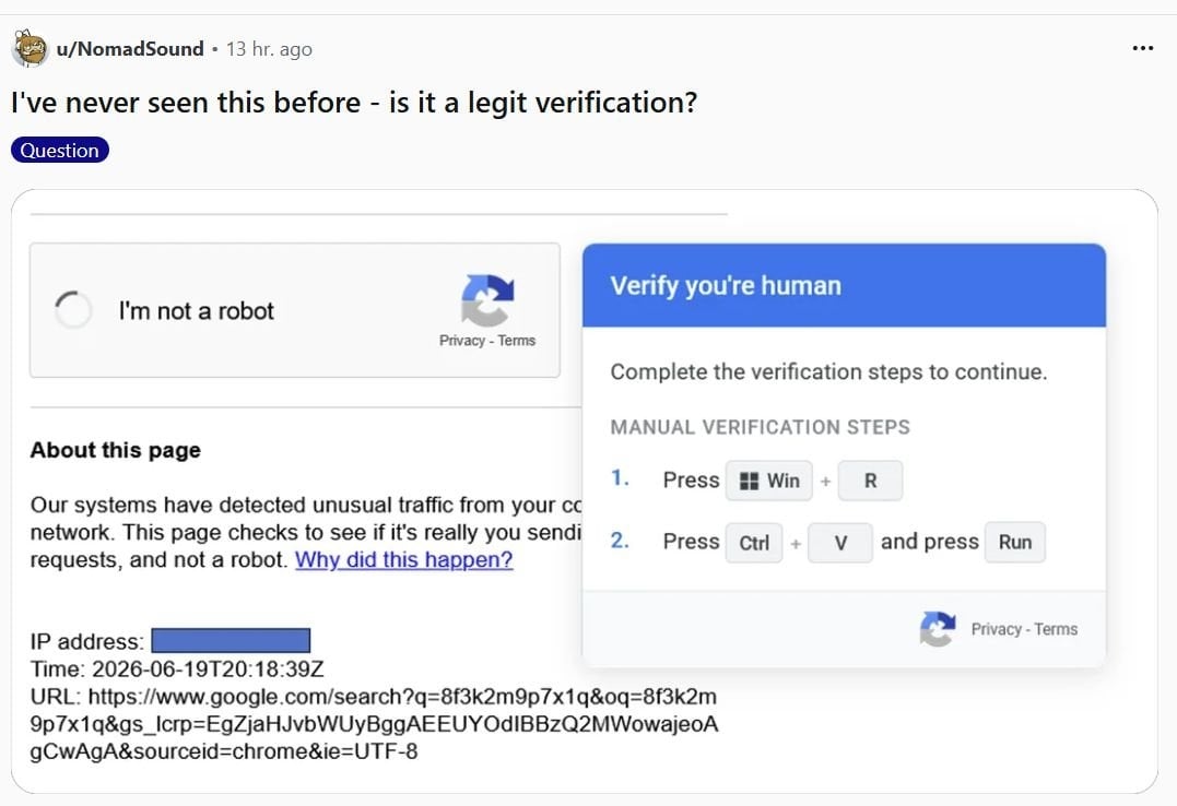 detalhes de falso captcha