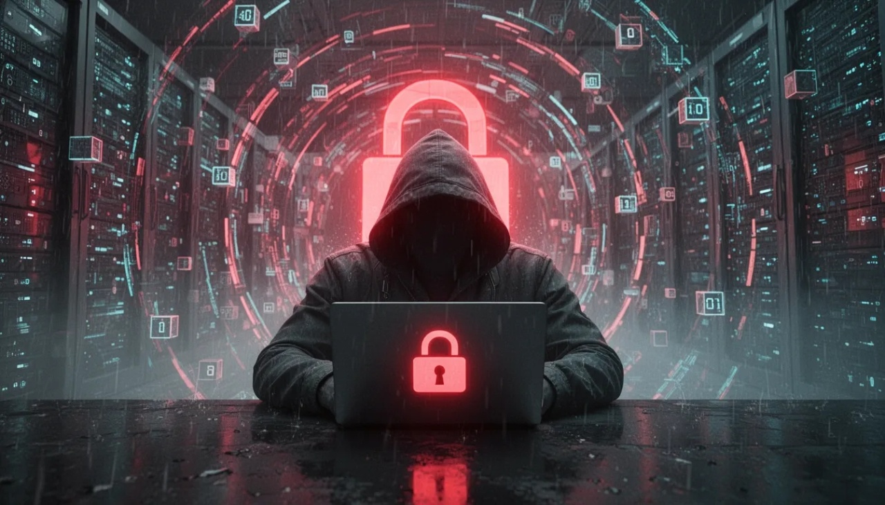 hacker em fundo digital