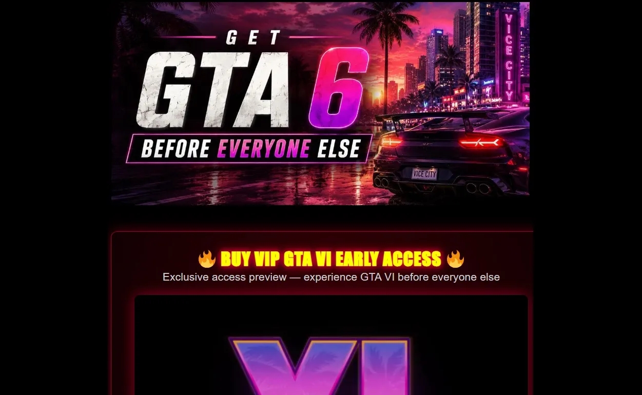 falso site de pré-venda do GTA VI