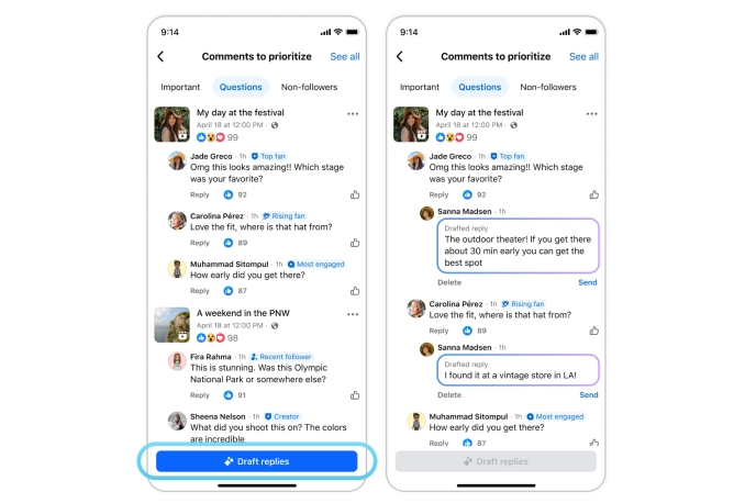 facebook com assistente de ia para comentários para criadores