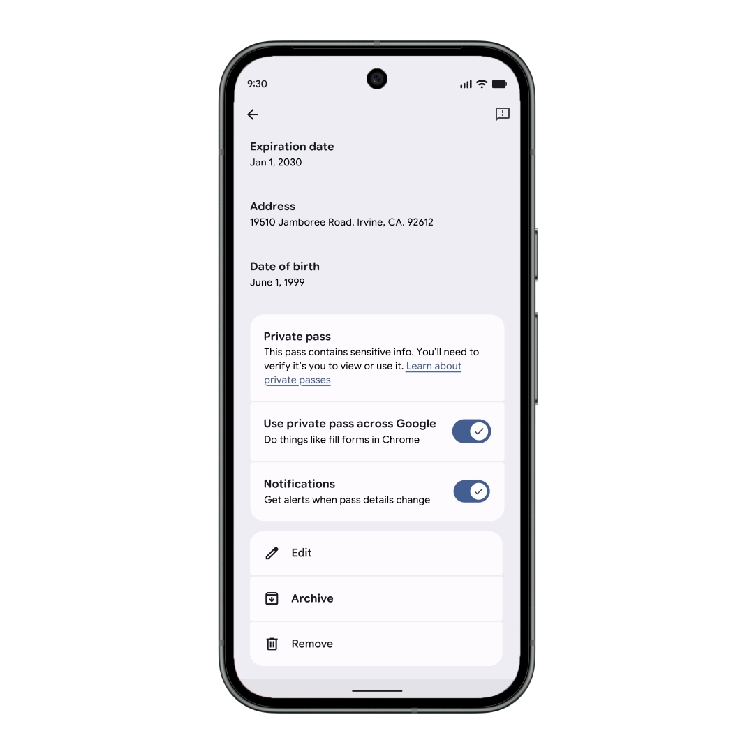 uso das informações do Google Wallet pelo ecossistema da Google