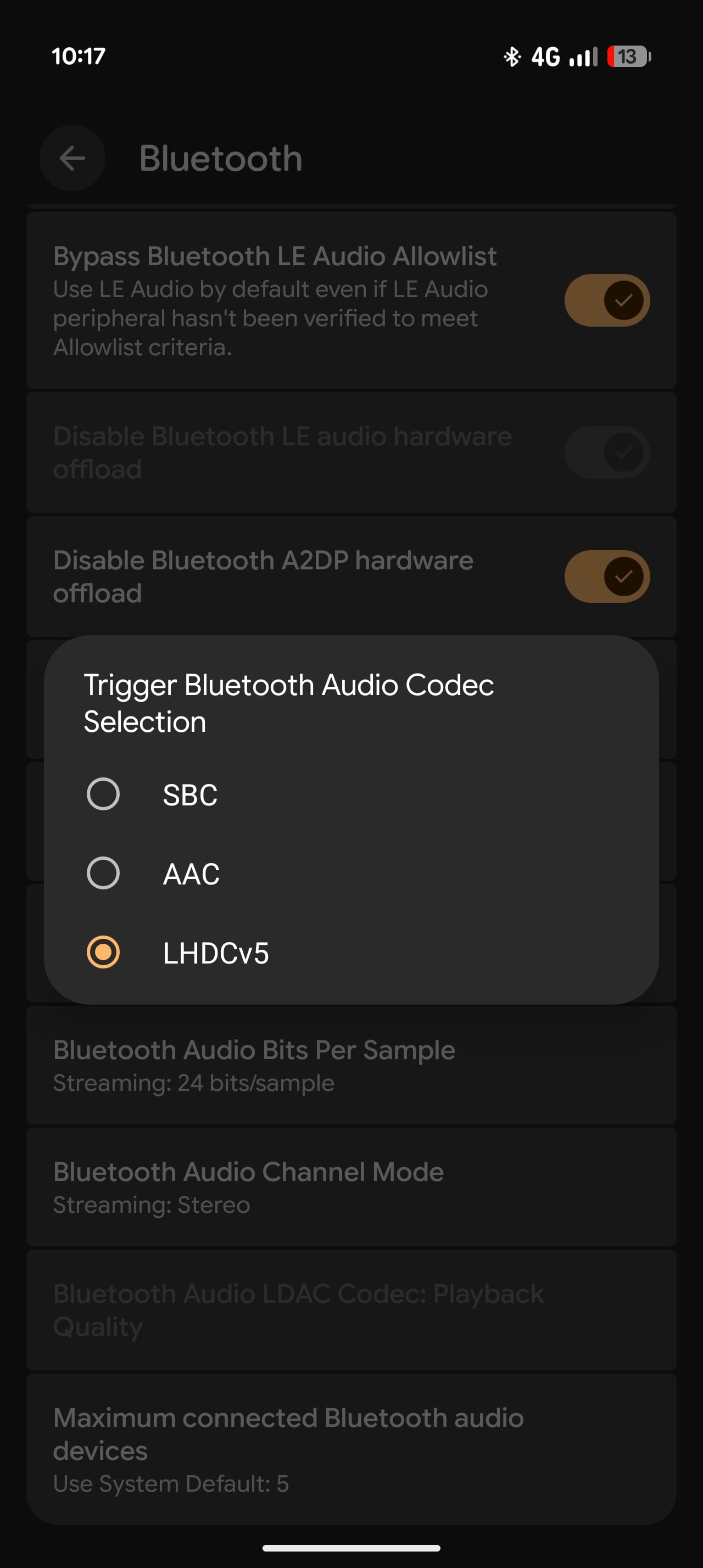 Detalhes do novo codec no android 17