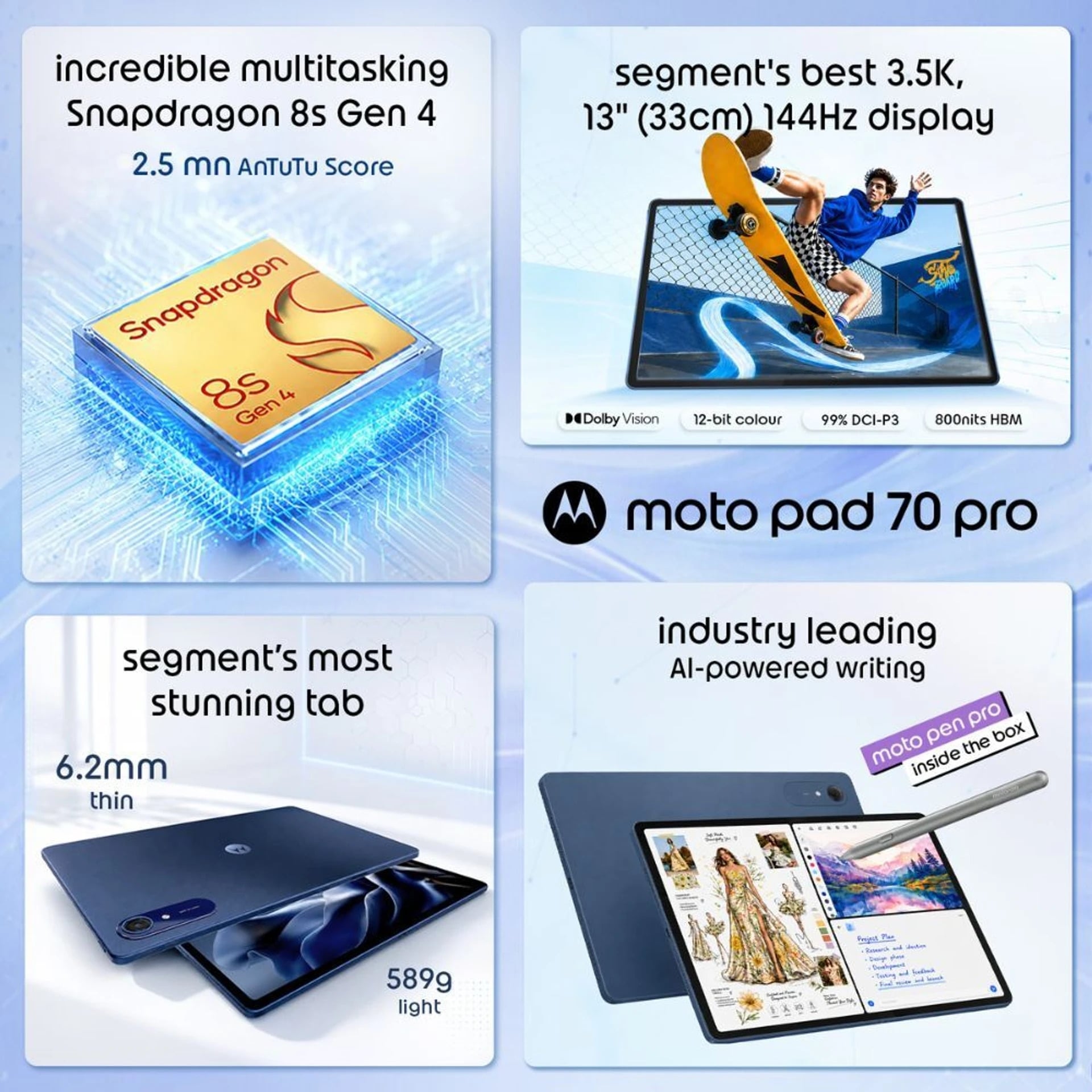 Moto Pad 70 Pro detalhes