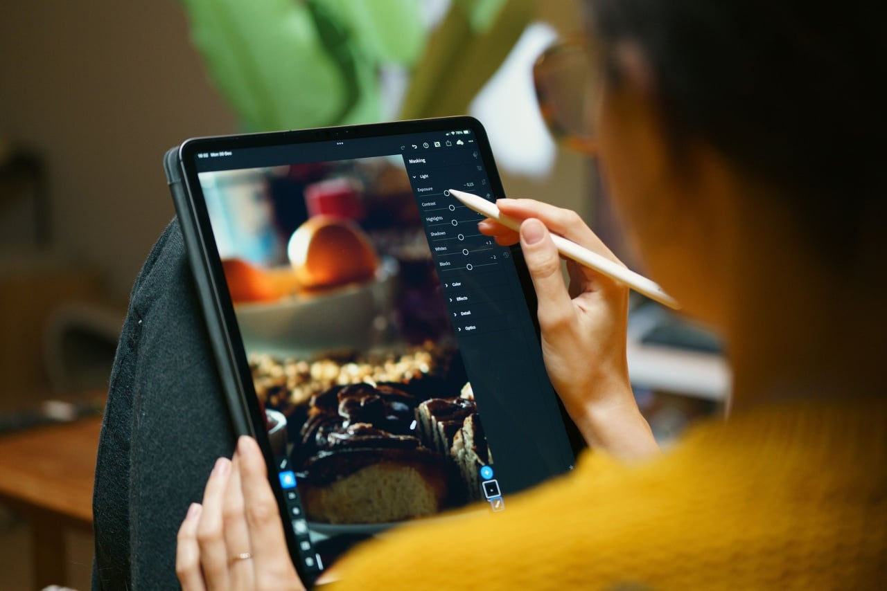 Editor de fotos em tablet