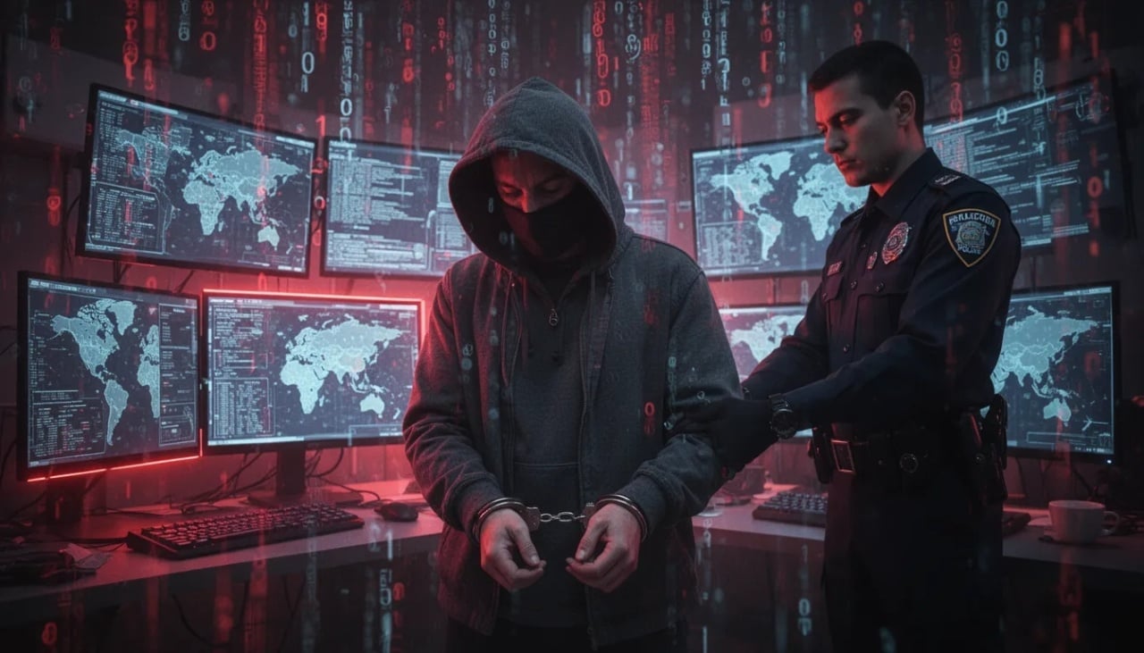 hacker a ser detido pelas autoridades
