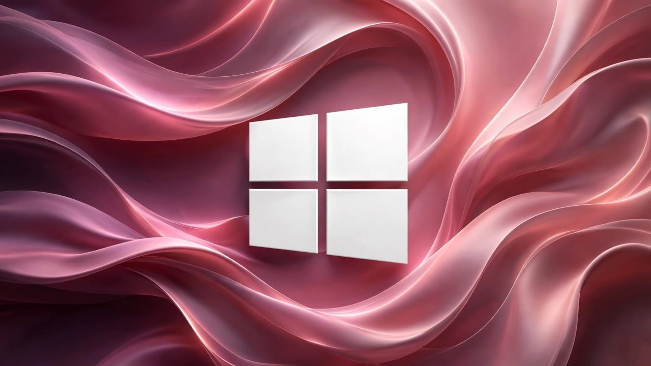 logo do Windows em fundo rosa