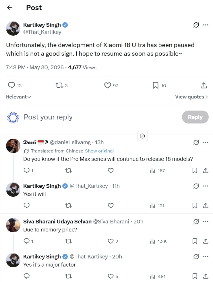 mensagem com rumores sobre descontinuação do produto