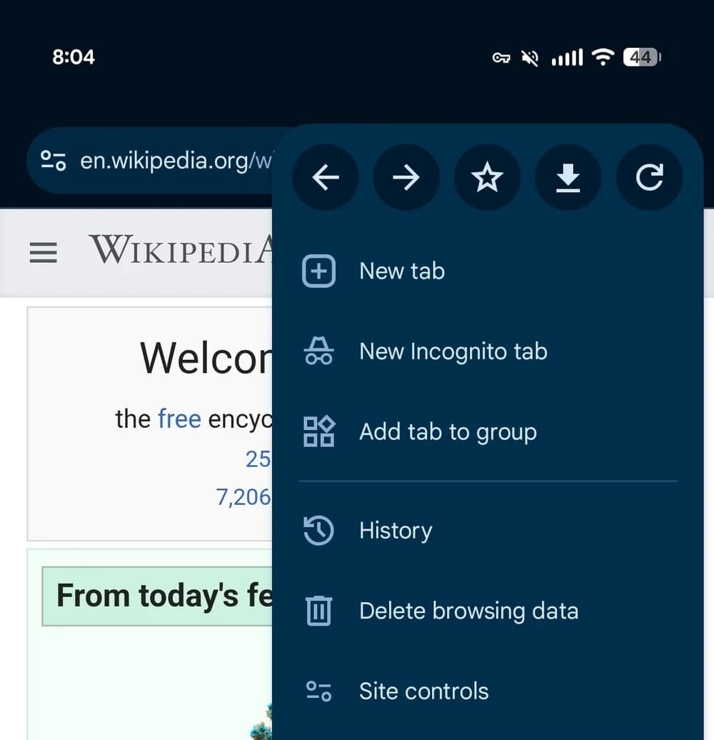 Controlo por botões do Chrome em nova versão