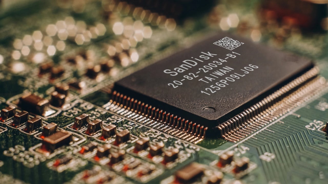 chip de computador da SanDisk em memória