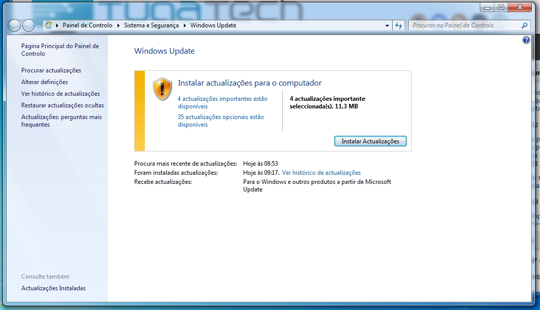 Atualização do Windows 7 fora do prazo normal