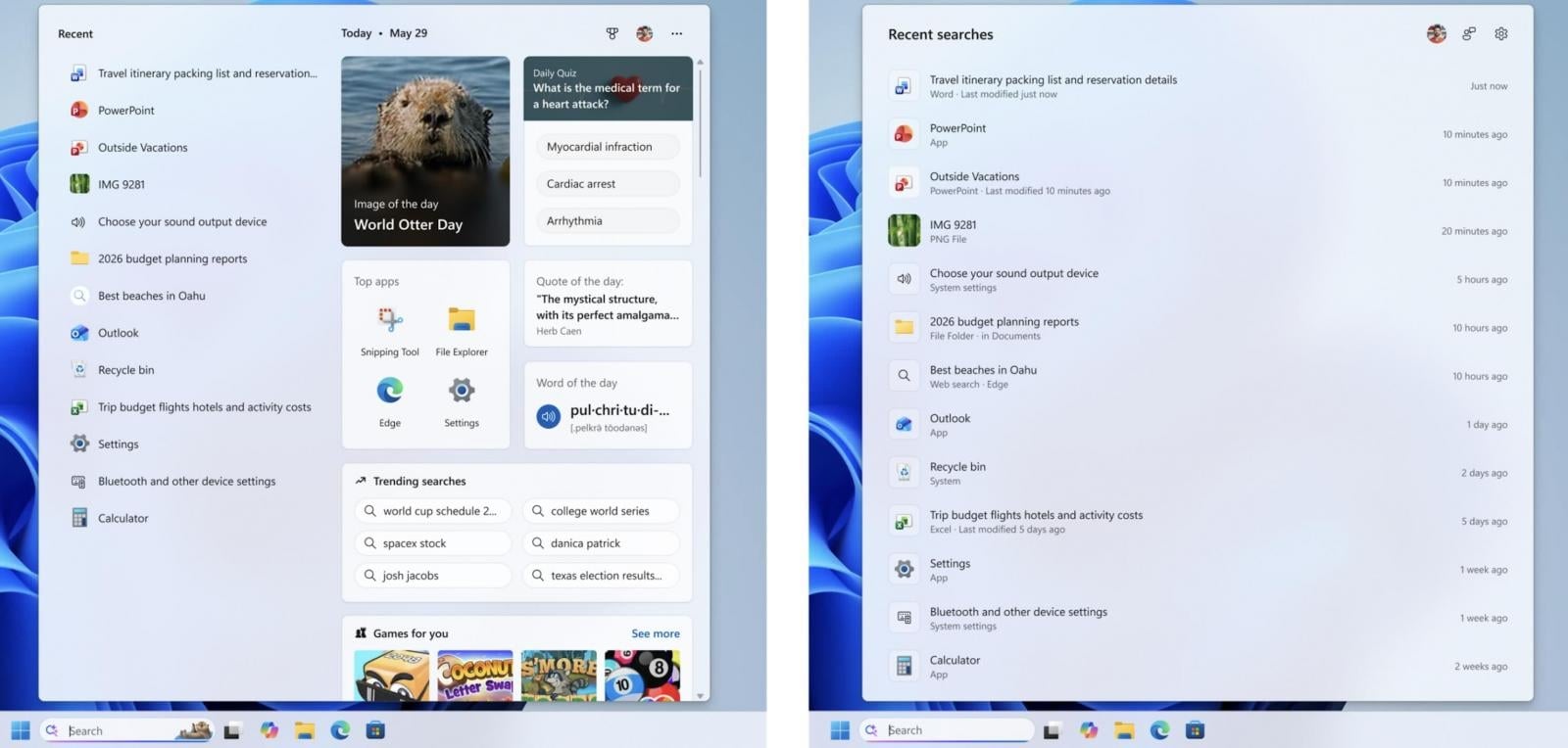 barra de pesquisa do Windows 11 com menos publicidade
