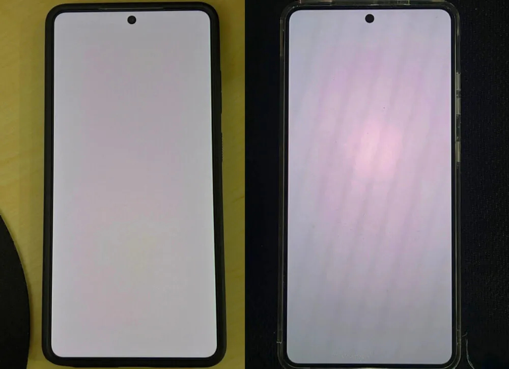 dispositivo da Samsung afetado no ecrã vermelho