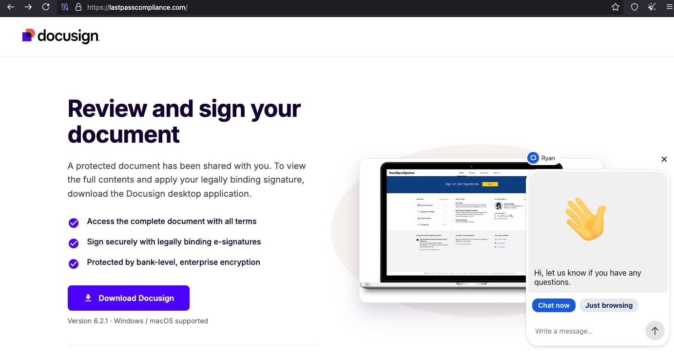 falso site com documento malicioso