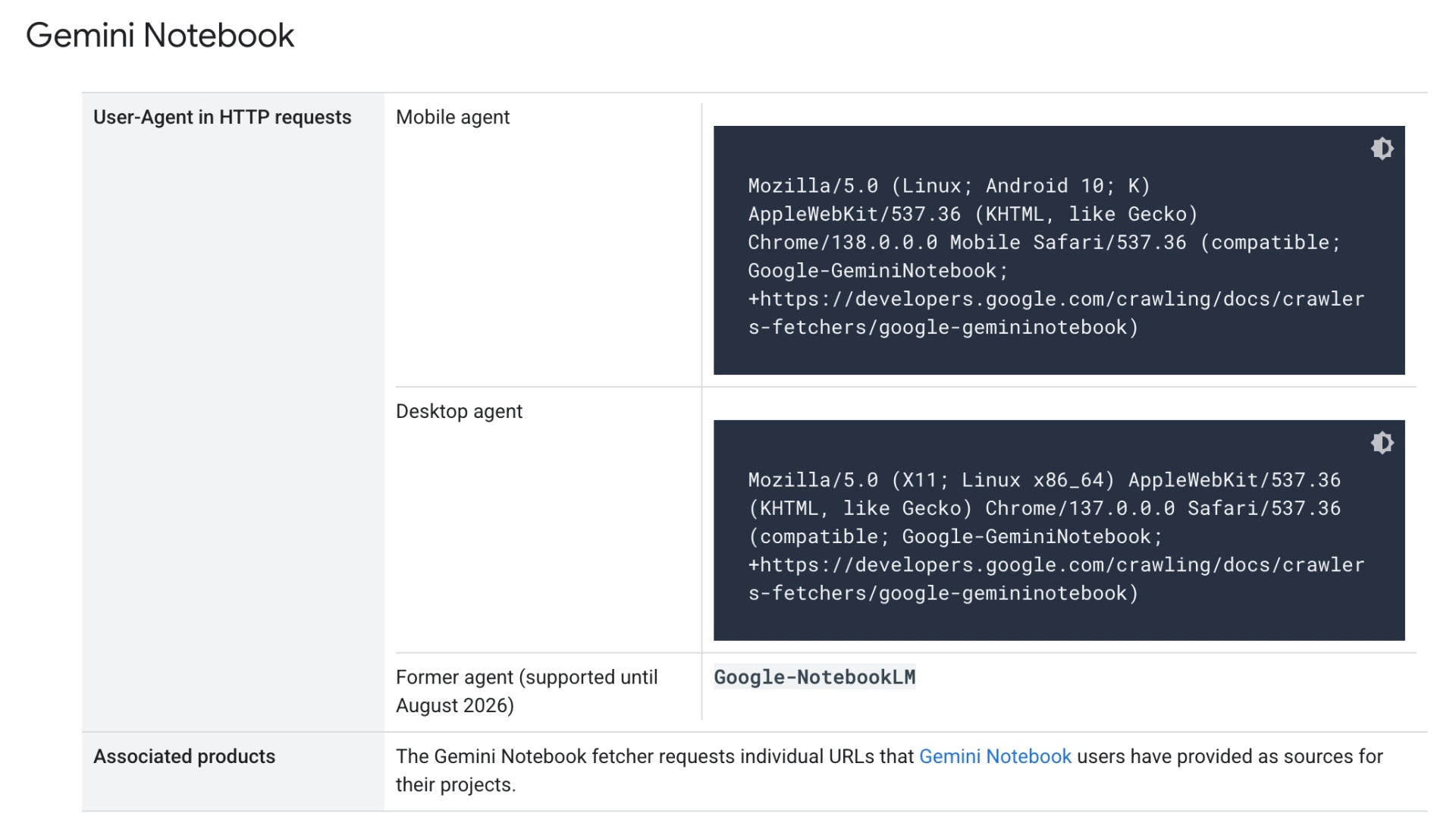 mudança do user agent do Gemini Notebook