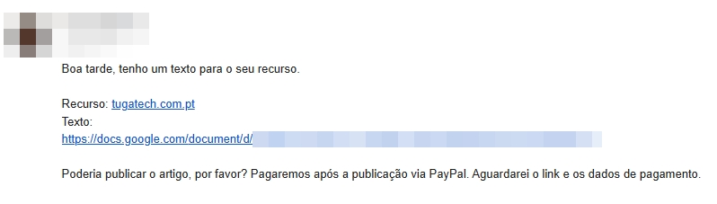 exemplo de email com oferta de publicação