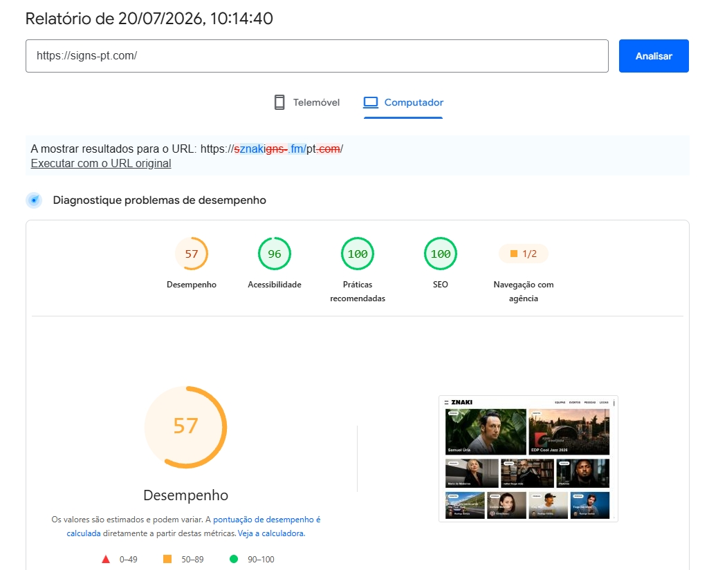 confirmação do redirecionamento