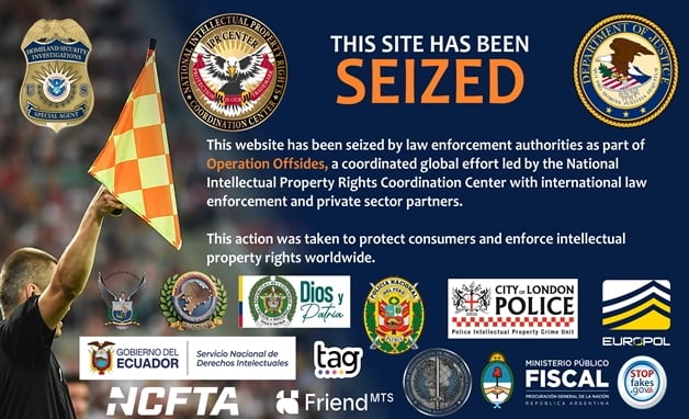 mensagem apresentada nos sites piratas