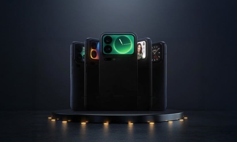 conceito de smartphone da xiaomi com ecrã traseiro