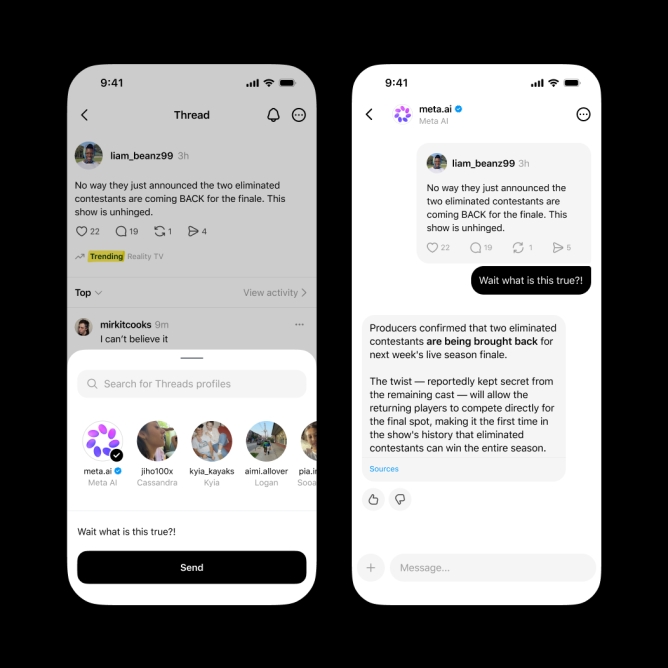 Threads app mensagens com Meta AI