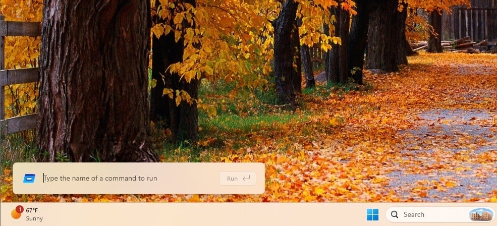 menu executar novo do windows 11