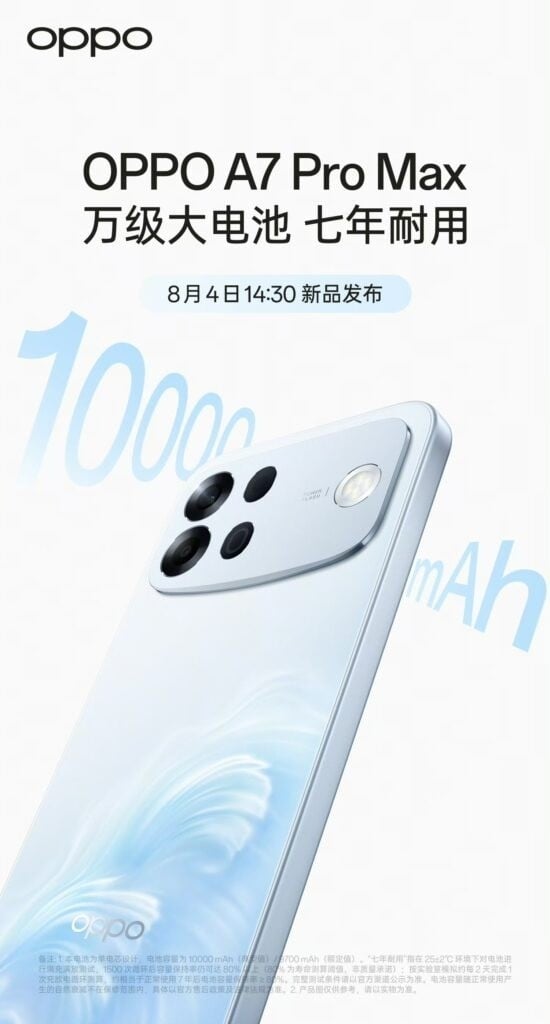 detalhes da publicidade ao OPPO A7 Pro Max