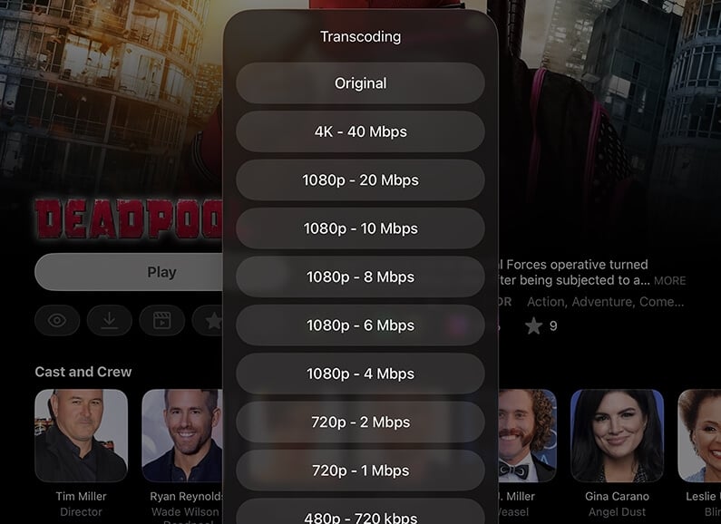 detalhes do controlo de streaming qualidade da transmissão