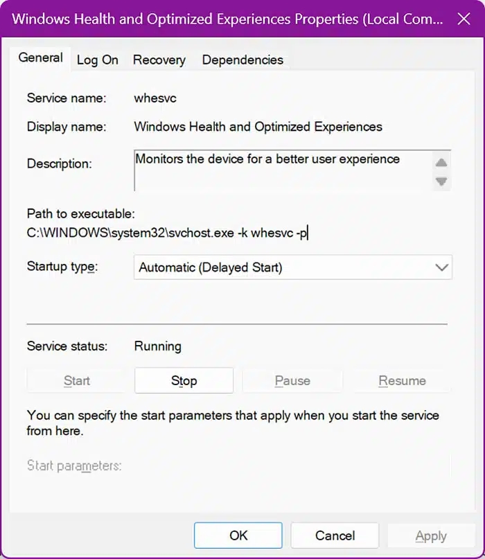 serviço desconhecido do Windows 11