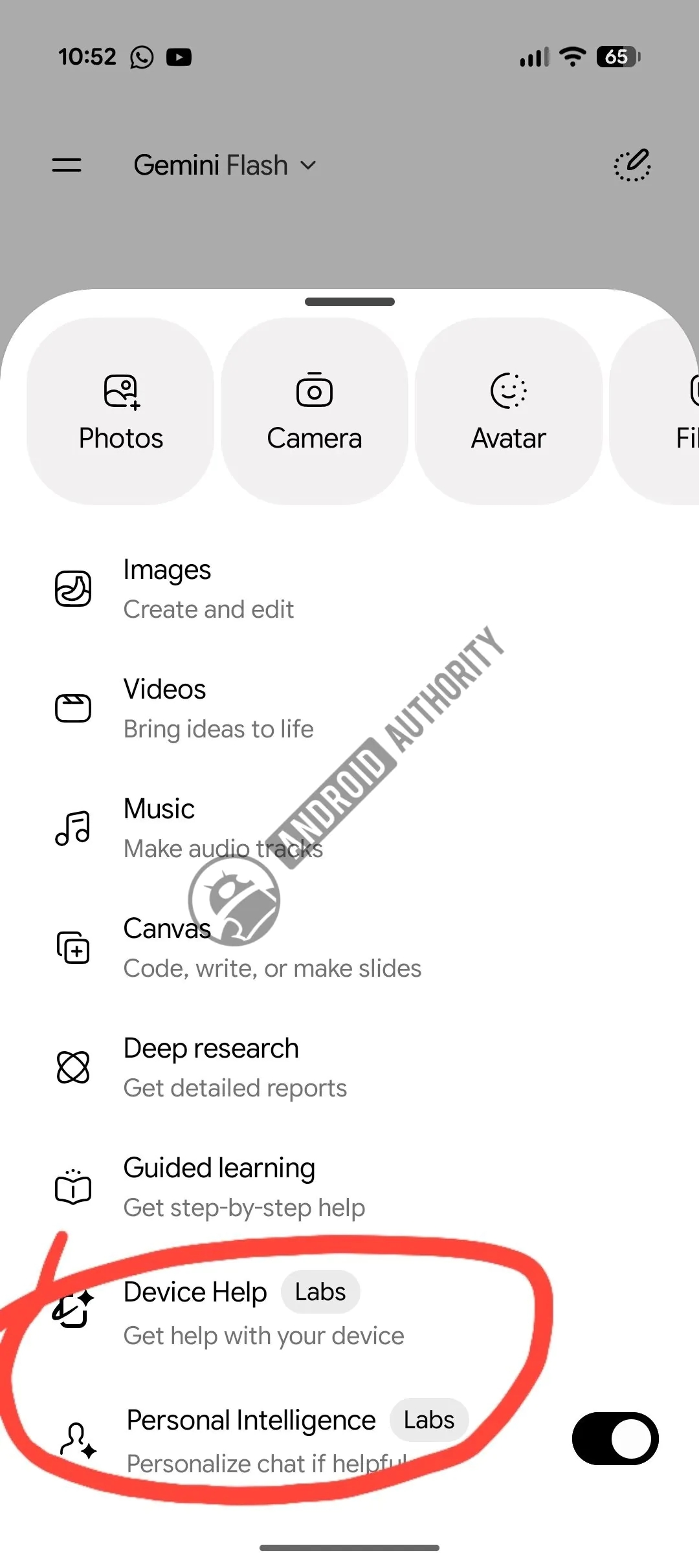 app do gemini com funções de controlo do dispositivo