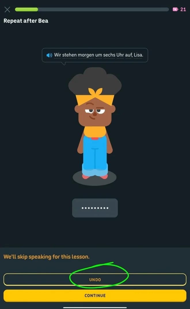 nova funcionalidade do Duolingo
