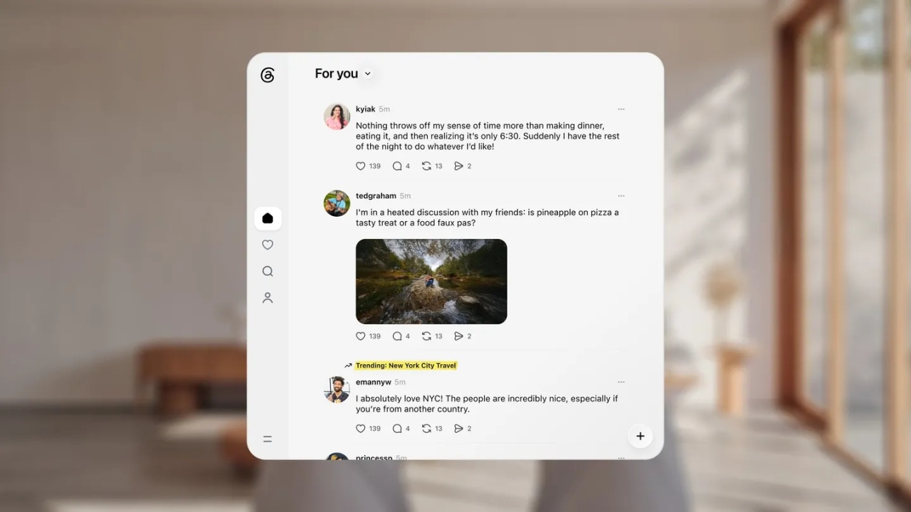 Threads app em ambiente VR