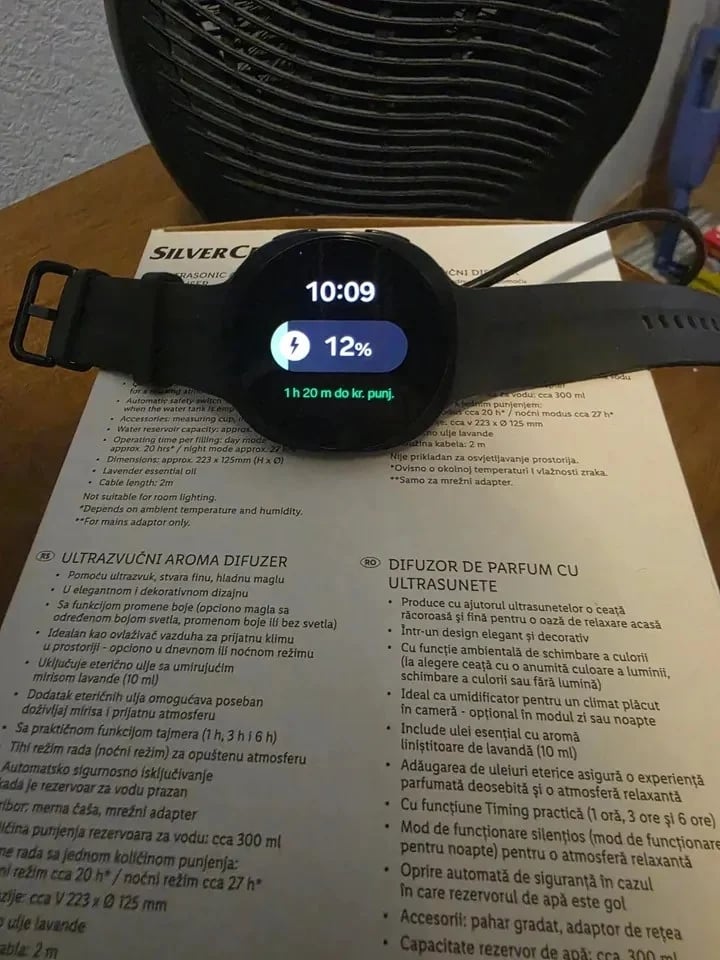 Galaxy Watch 9 em carregamento por ventoinha