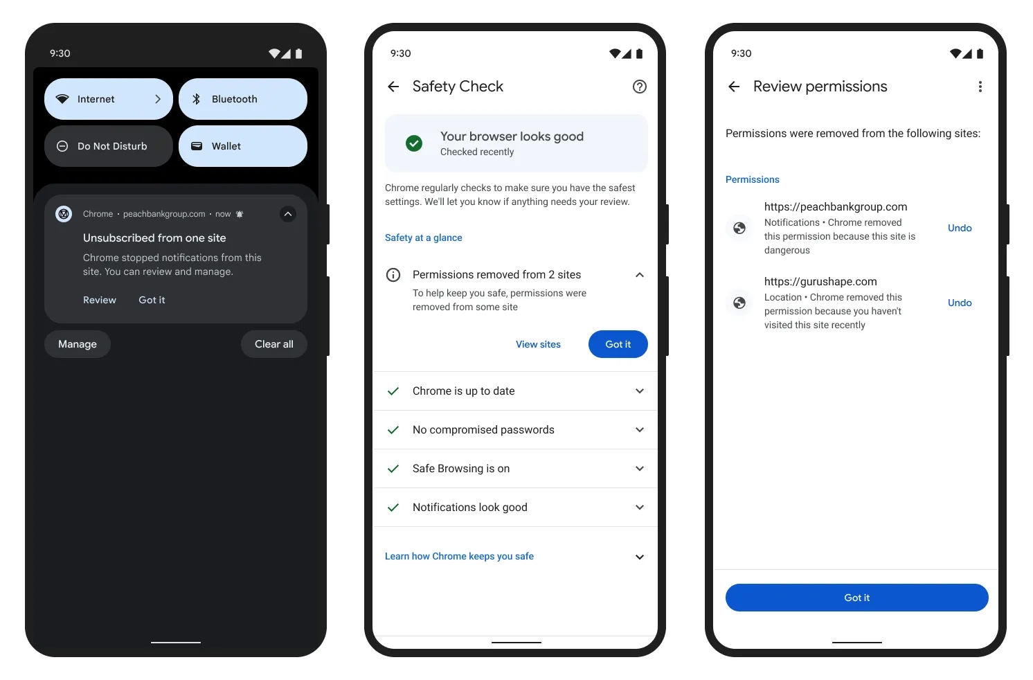 sistema de segurança do Google Chrome para bloquear ameaças e notificações