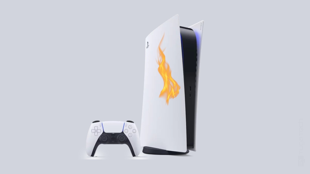 Playstation 5 com fogo