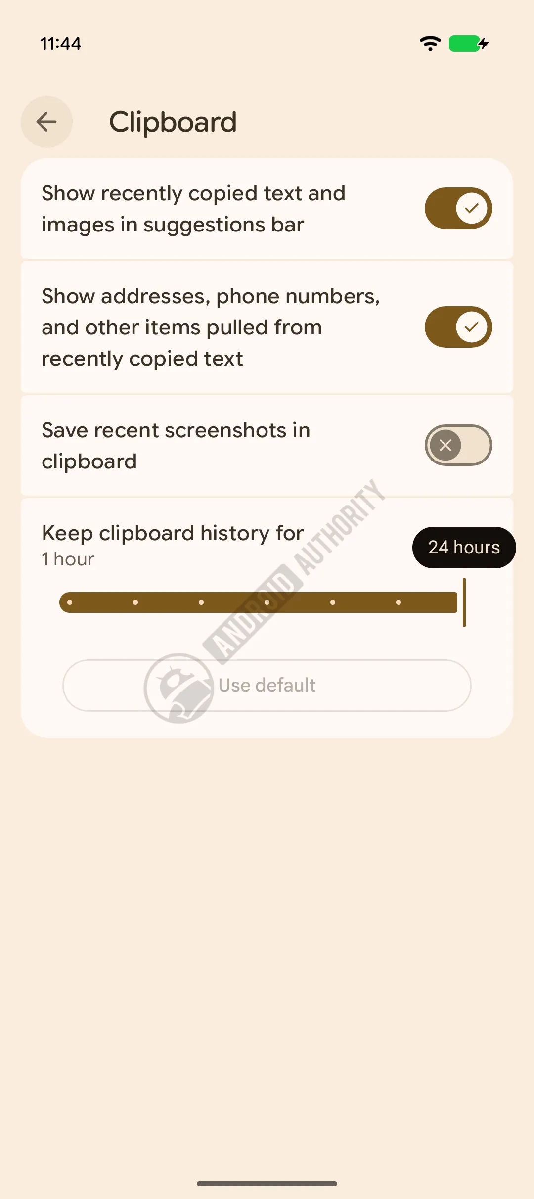 área de transferência do Gboard com lembrança