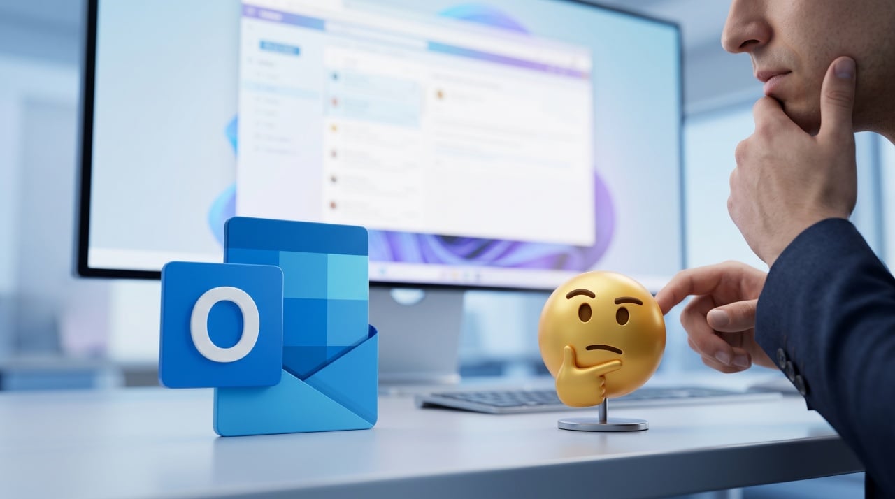 Outlook com emoji de questão