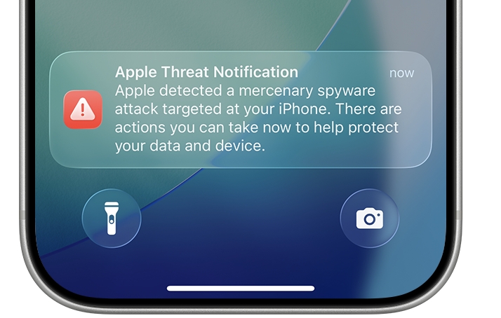 alerta enviado pela apple para dispositivos potencialmente alvos de spyware