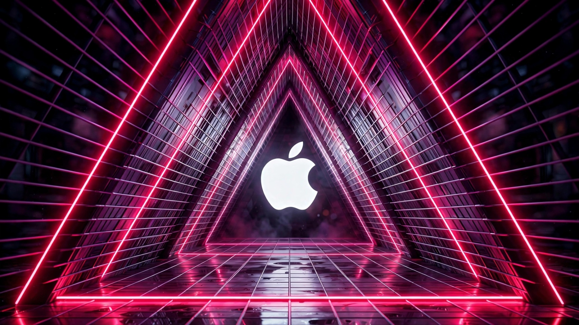 Apple logo em fundo vermelho