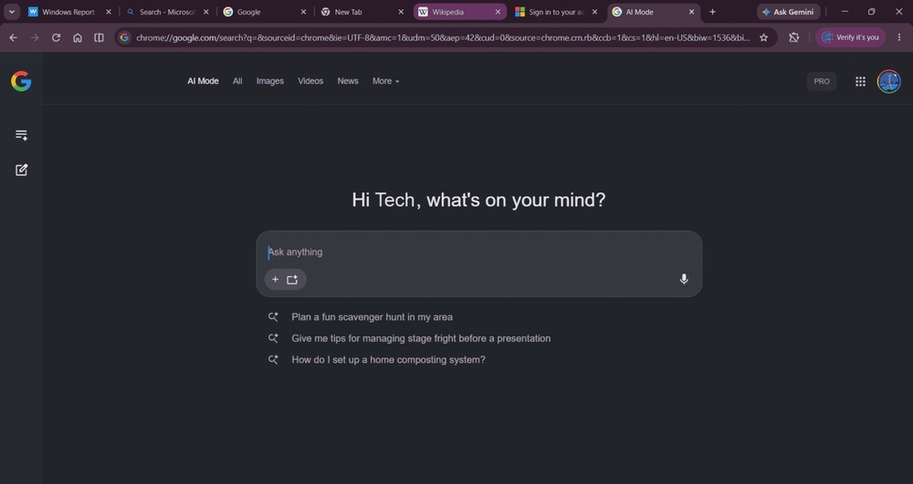 nova funcionalidade do Chrome para escolha de separadores