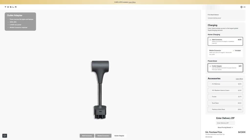 imagem do adaptador da Tesla