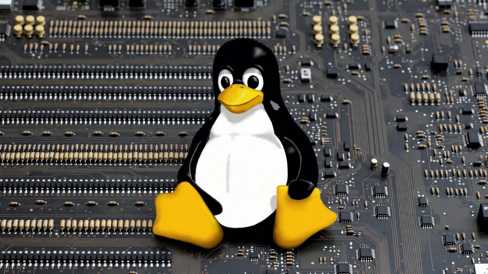 Linux em fundo de placa de circuitos