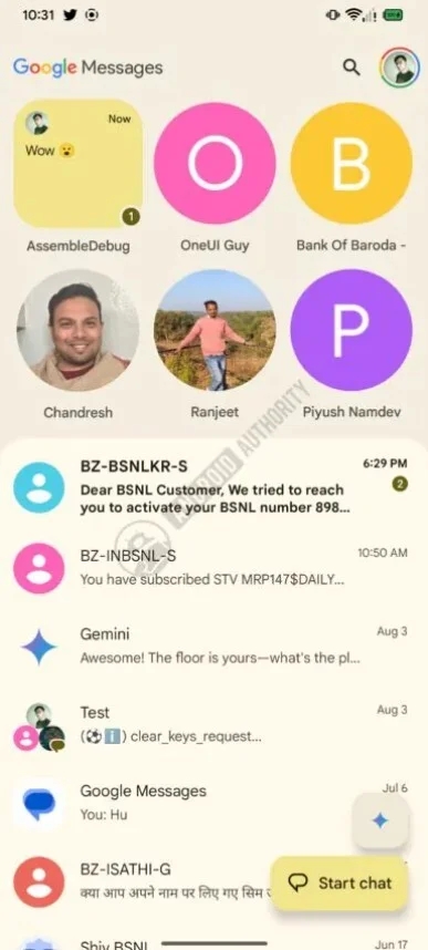 nova interface da app de mensagens da google