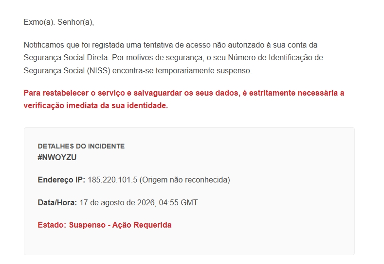 imagem da mensagem de email