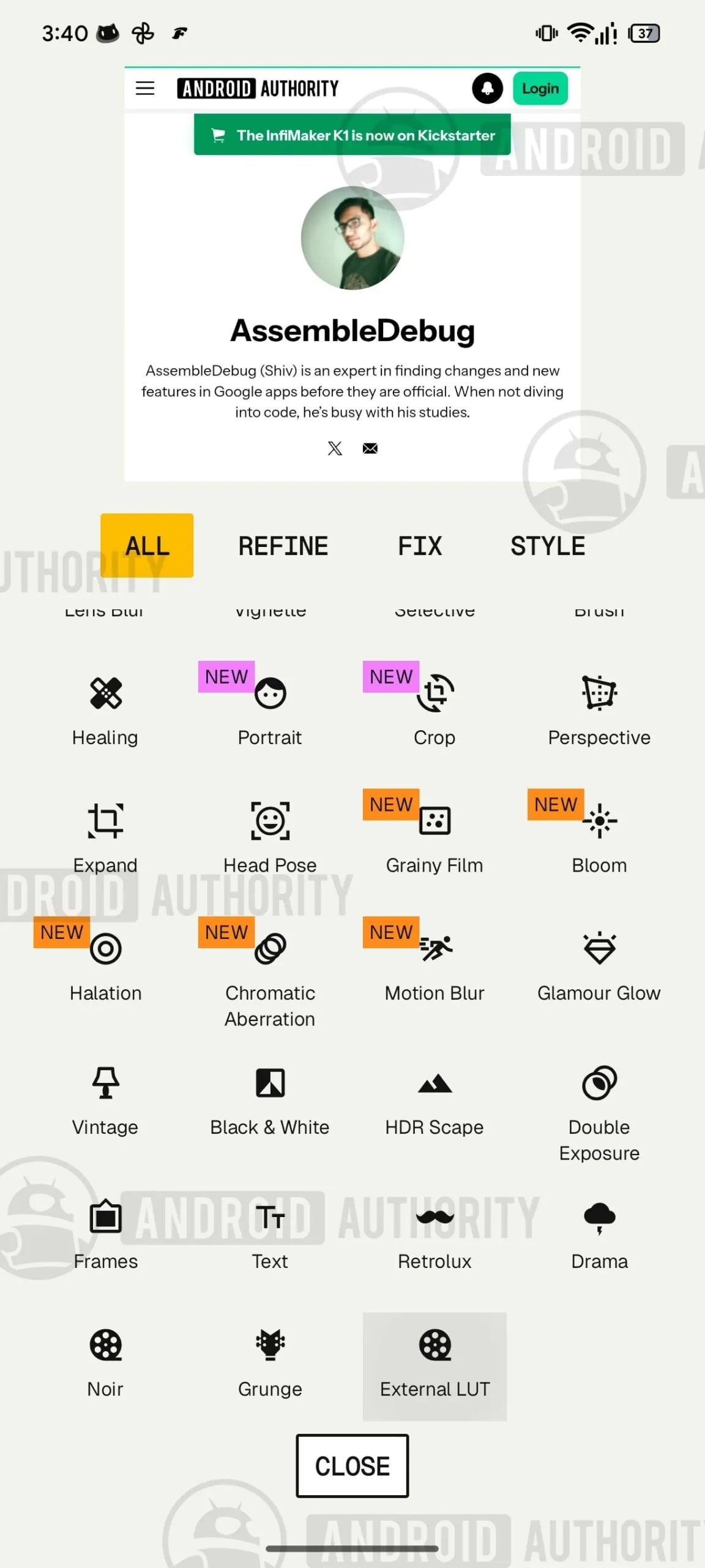 detalhes das novidades da app snapseed