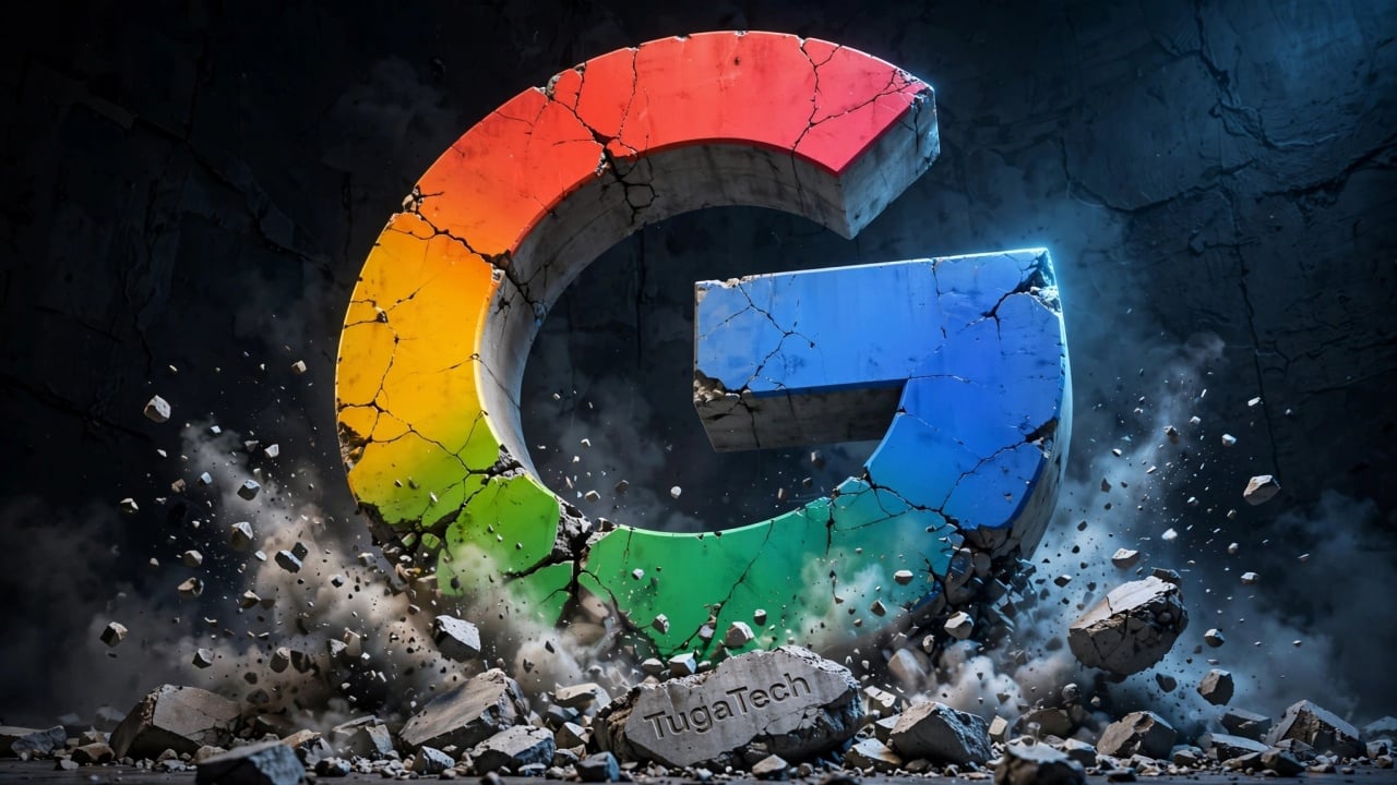 Google logo em destruição