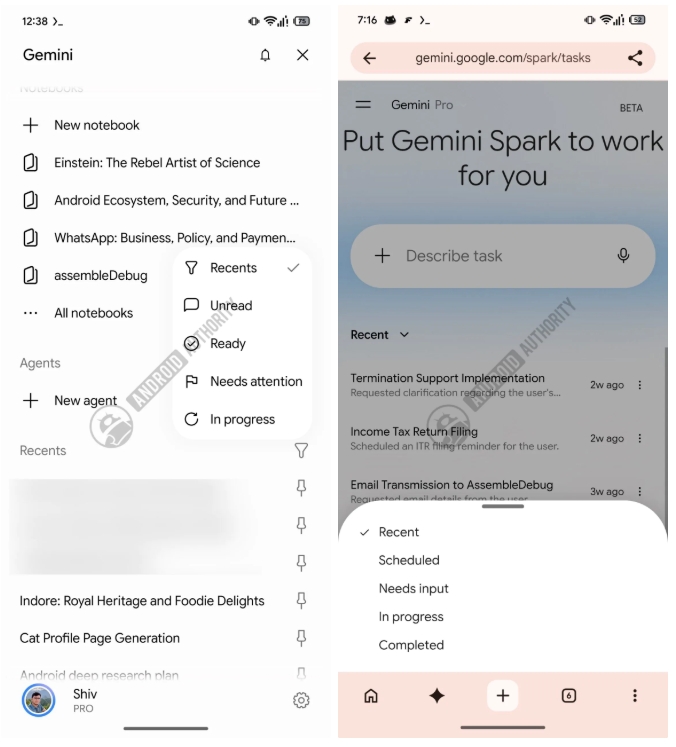 Google Gemini nova interface