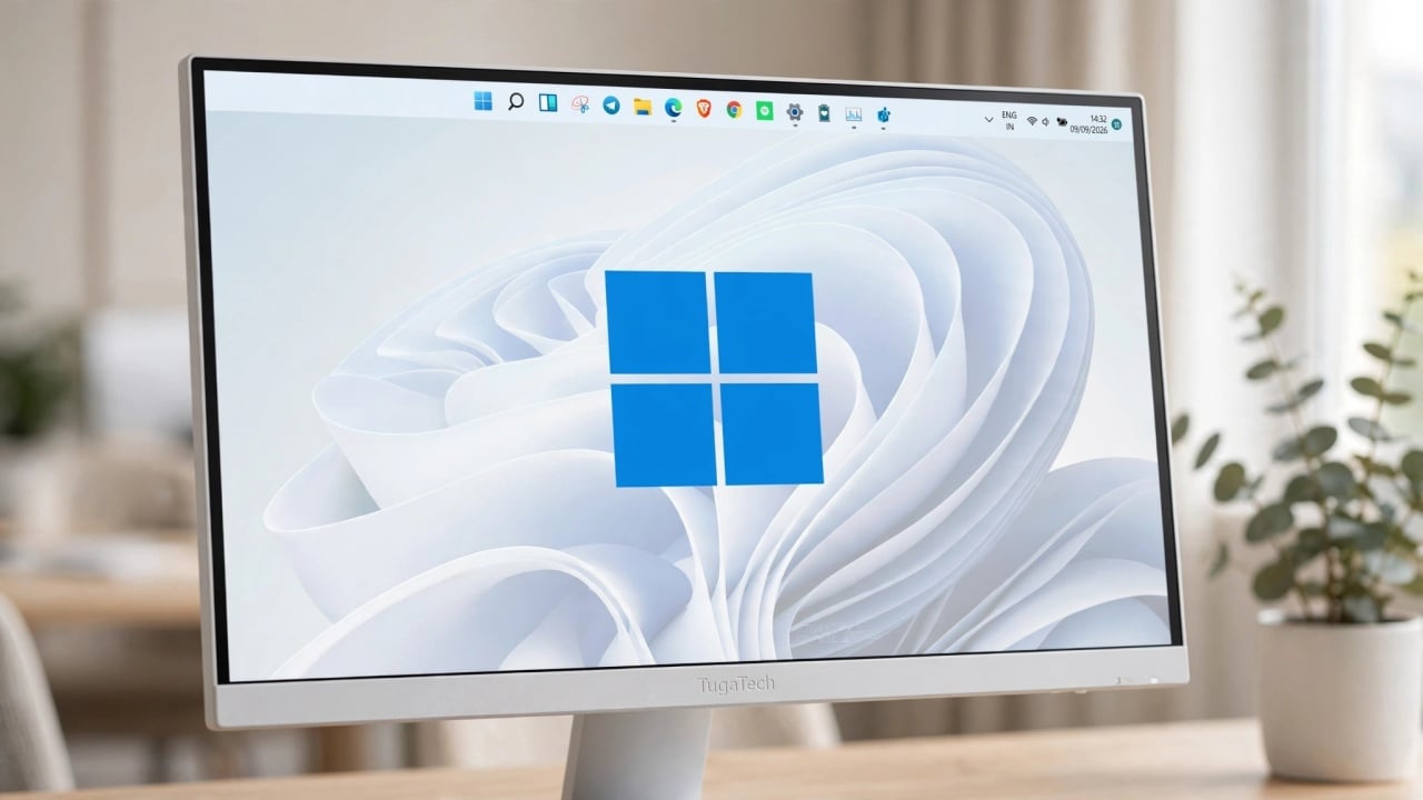 Windows 11 com barra de ferramentas no topo do ecrã